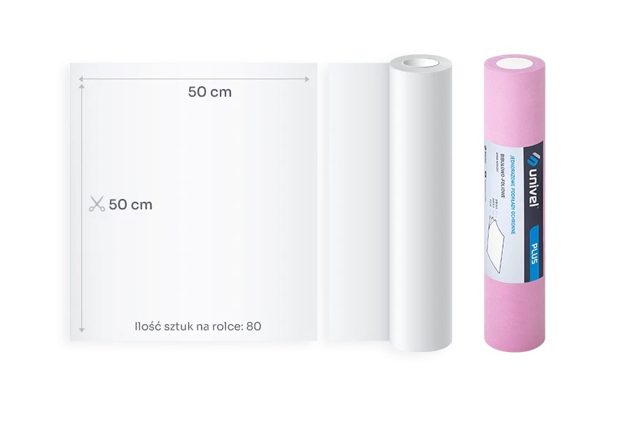 Podkład podfoliowany UNIVEL PLUS 2x bibuła 1x folia 50cm x 50m Różowy