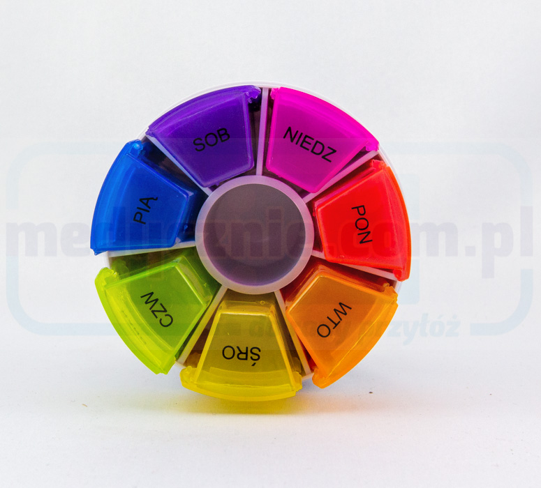 Pojemnik na lekarstwa tygodniowy - okrągły - obrazek 3