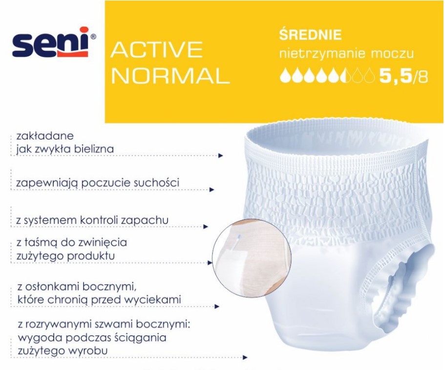 Majtki chłonne SENI ACTIVE NORMAL X-Large 30szt - obrazek 4
