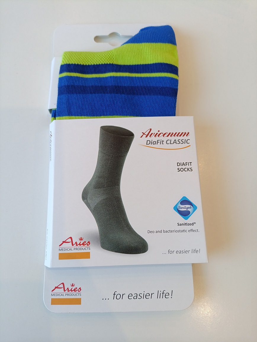 Skarpety dla diabetyków Avicenum DiaFit CLASSIC rozm. 41-44 para 5060 ciemnoniebieski/limonka