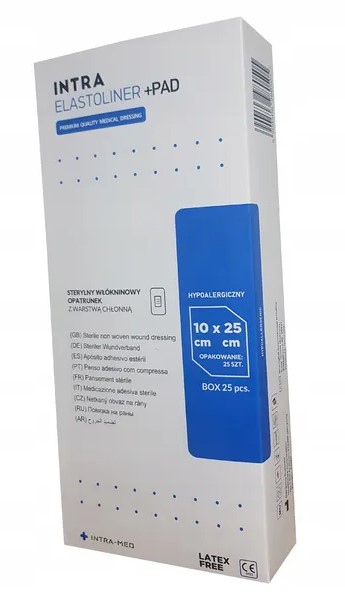 Opatrunek z wkładem chłonnym ELASTOLINER+PAD 10cm x 30cm 25szt