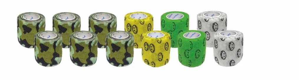 Opaska kohezyjna 2,5cm*4,5m 1szt uśmiech żółta elastyczna, samoprzylepna