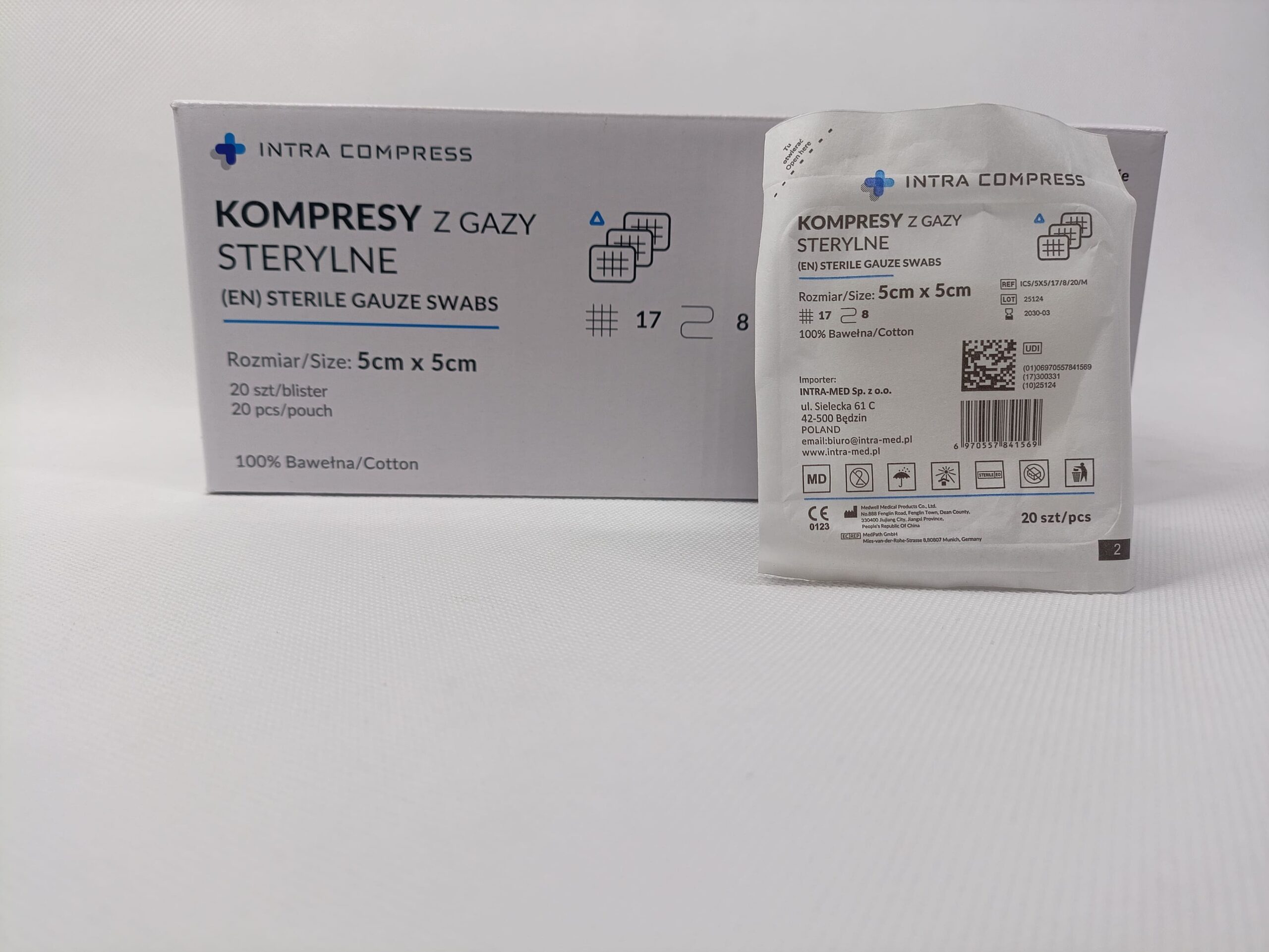 Kompres jałowy gazowy 5*5cm 20szt blister 17N 8W