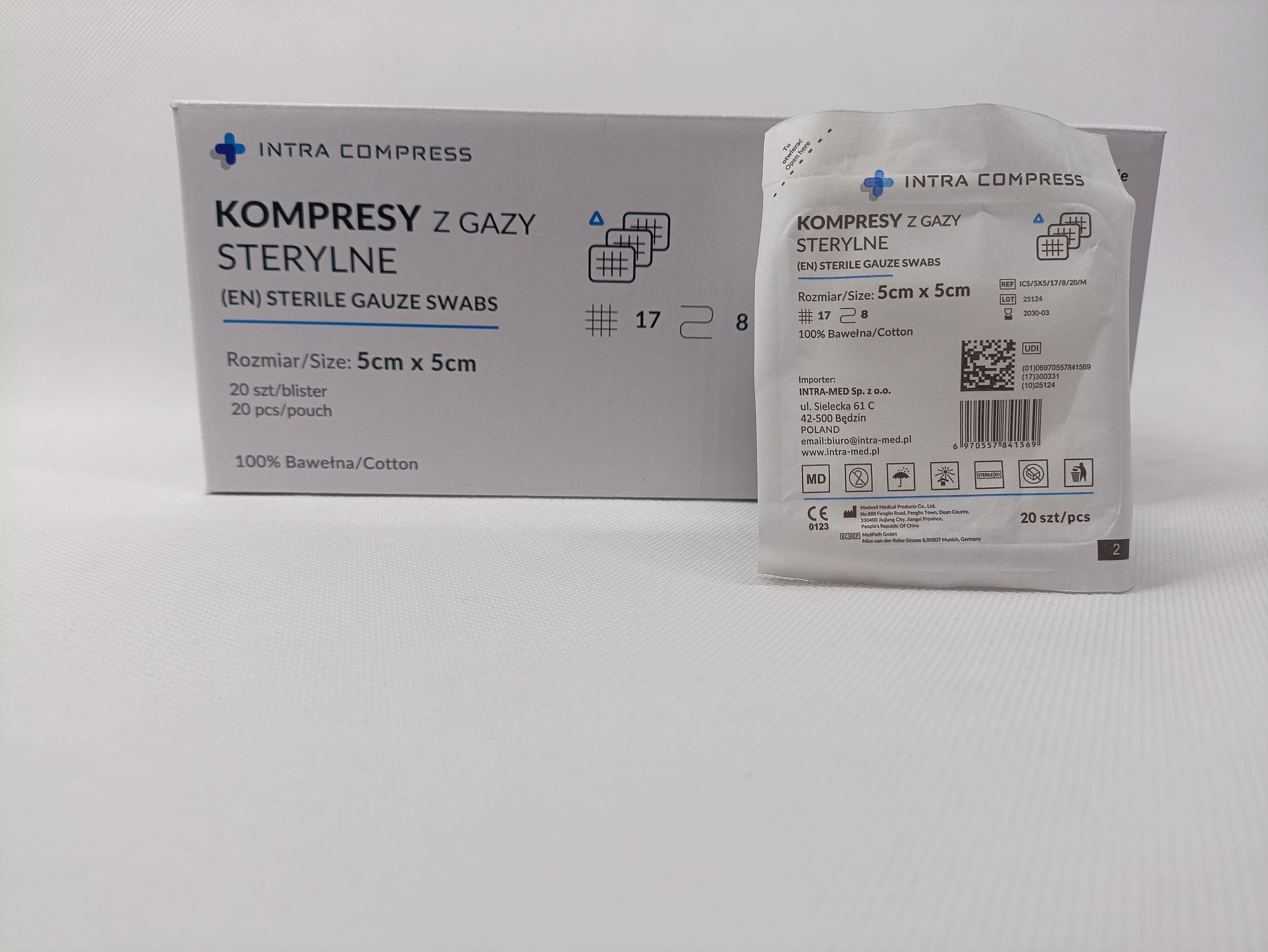 Kompres jałowy gazowy 5*5cm 20szt blister 17N 8W