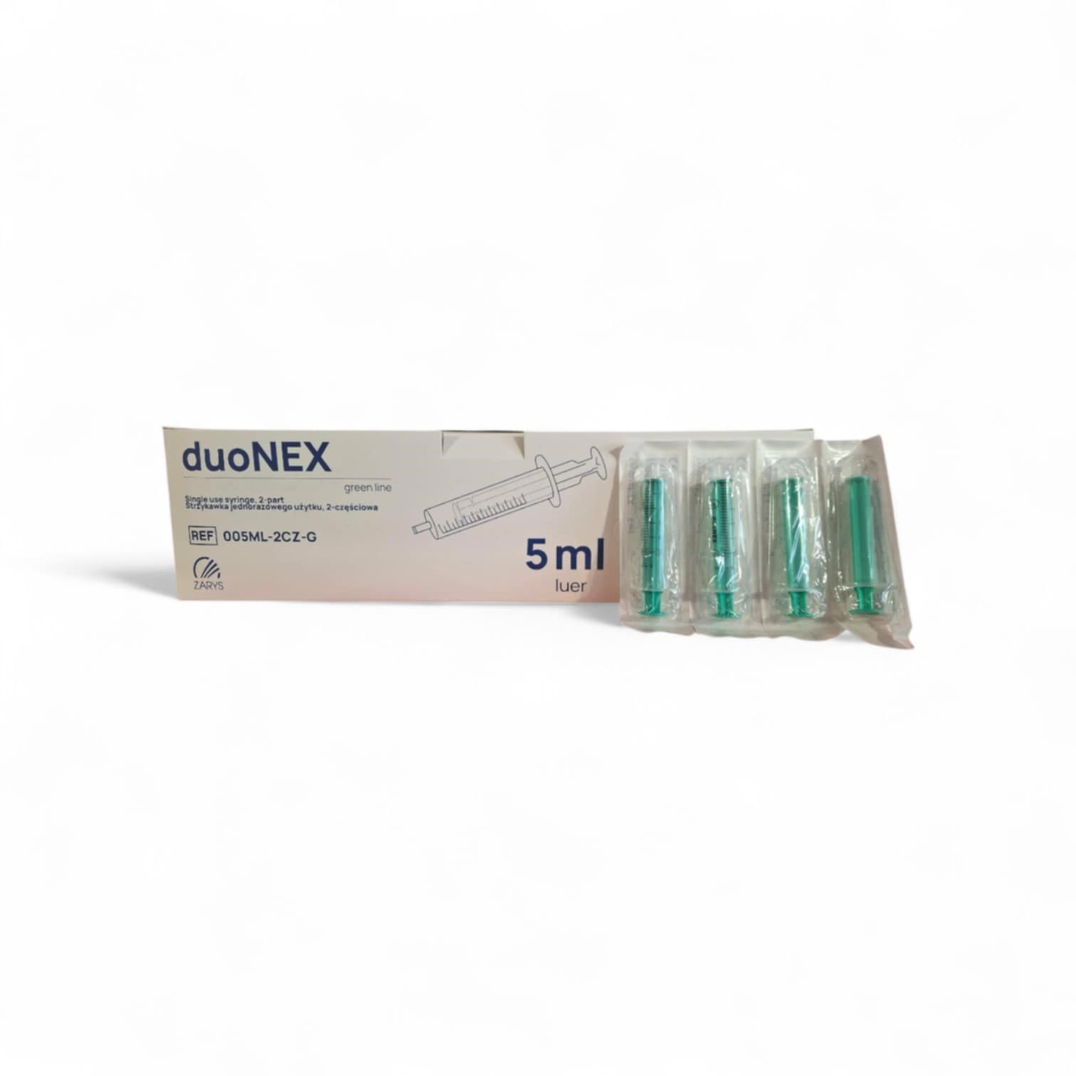 Strzykawki 5ml 100szt duoNex sterylne j.u. (zielony tłok)