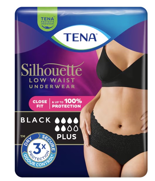 Majtki TENA Silhouette Plus Black M 12szt z niskim stanem