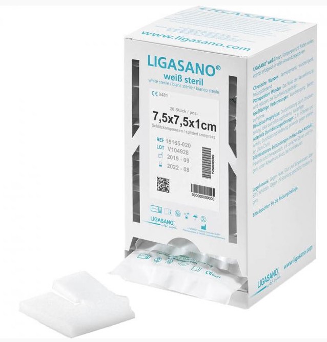 Ligasano weiß steril 7,5x7,5x1cm 1szt