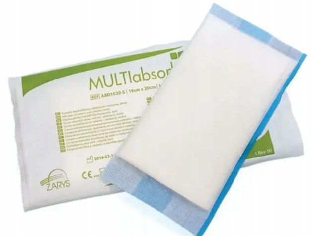 MULTIabsorb S 10cm x 20cm 1szt kompres wysokochłonny; włókninowo-celulozowy, jałowy