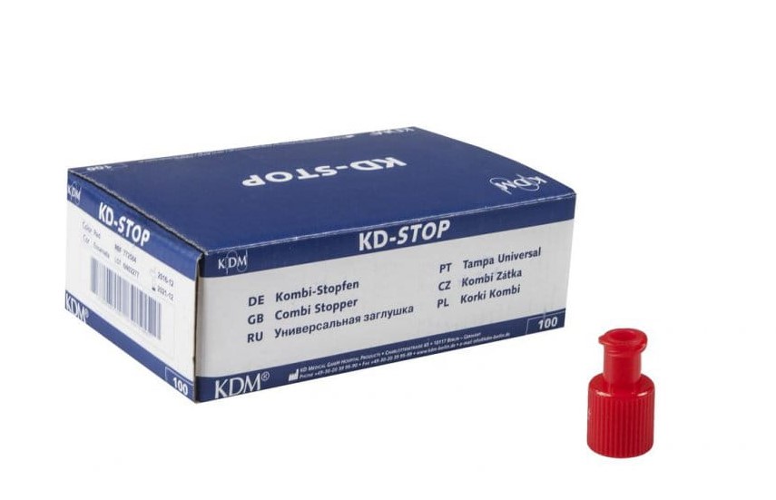 Korki do strzykawek Luer-Lock sterylny COMBI czerwone 100szt KD-STOP