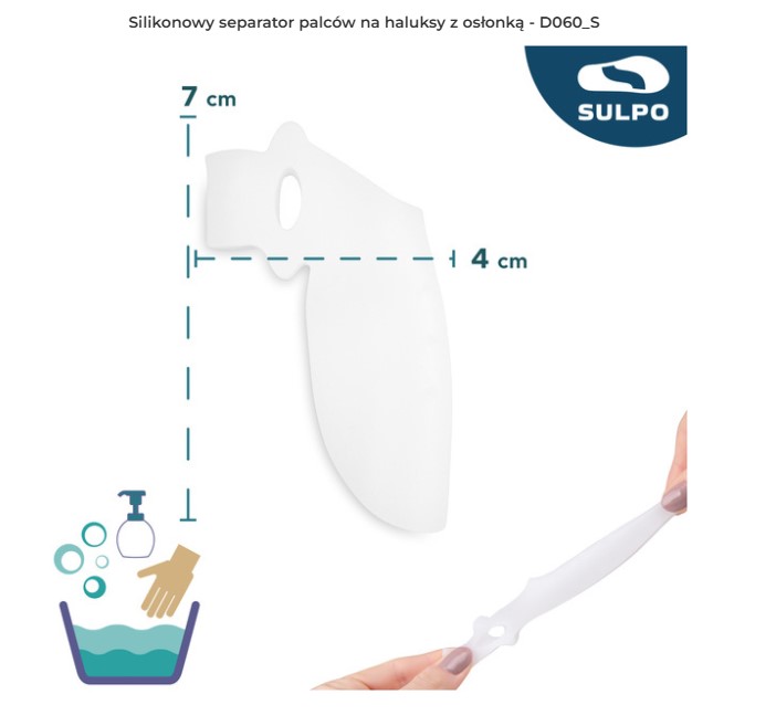 Haluksy - Separator D060 1szt silikonowy separator palców na haluksy z osłonką - obrazek 2
