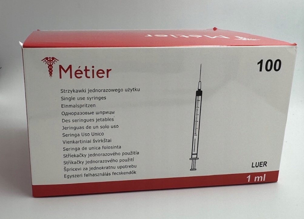 Strzykawki sterylne j.u. 100szt 1ml 0,5* 25 z igłą TBC