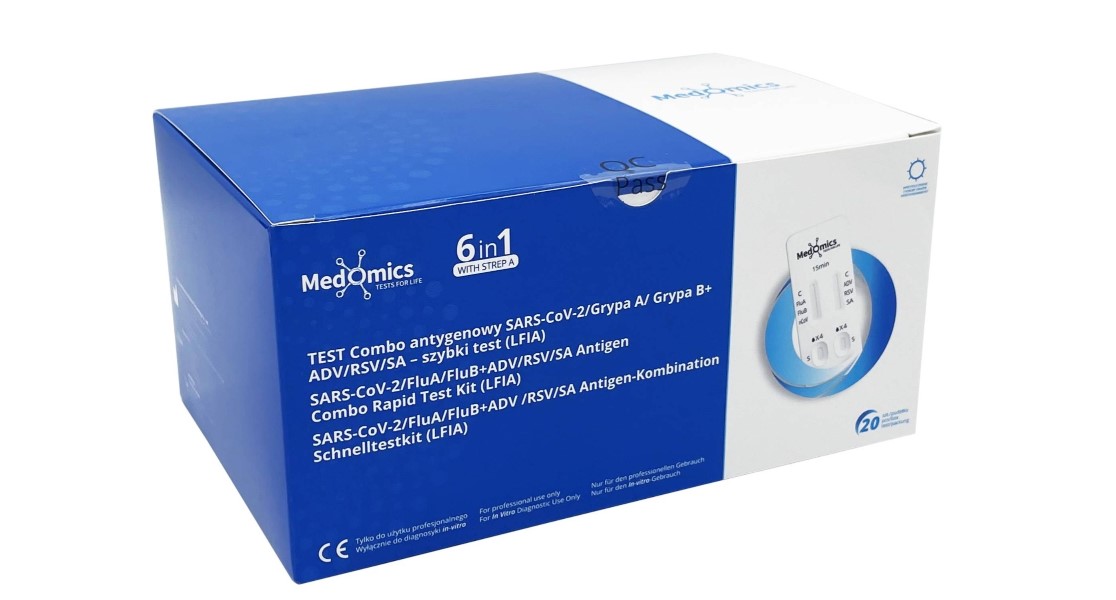 Test COMBO antygenowy 20szt SARS-CoV-2/Grypa A/Grypa B+ADV/RSV/SA