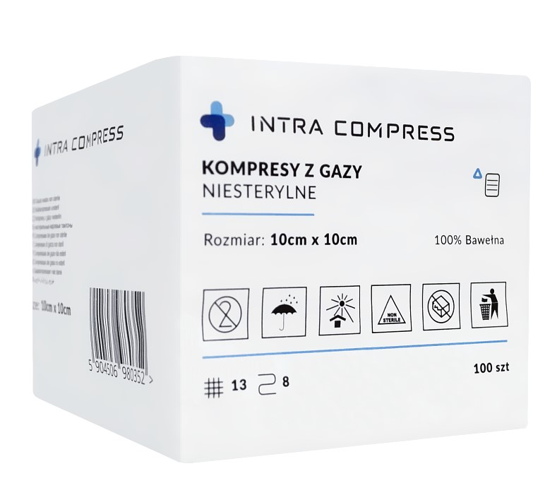 Kompres gazowy niejałowy 10*10cm 100szt 13N 8W