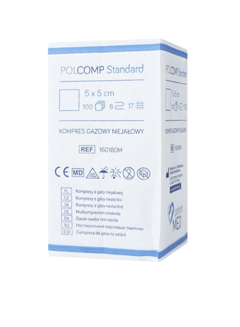 Kompres gazowy niejałowy 5*5cm 100szt 17N 8W - obrazek 2