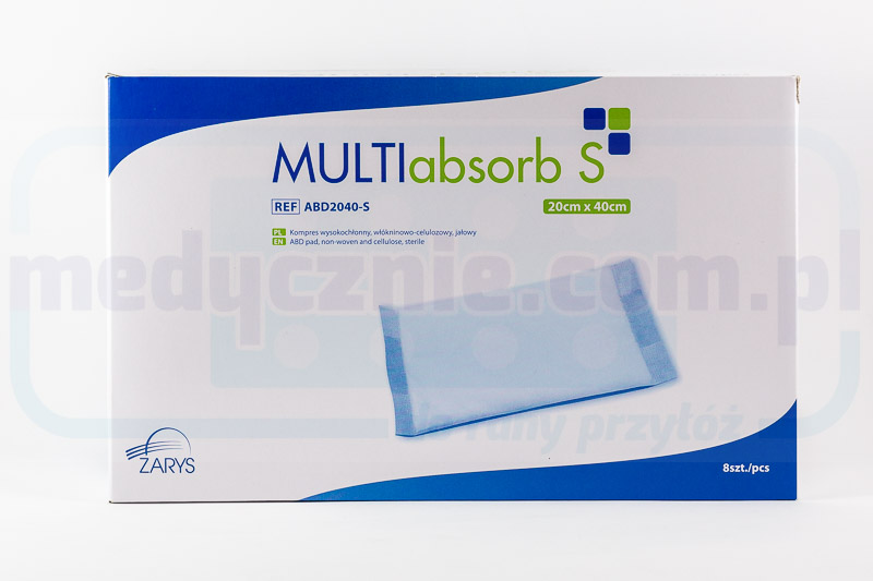 MULTIabsorb S 20cm x 40cm 1szt kompres wysokochłonny; włókninowo-celulozowy, jałowy
