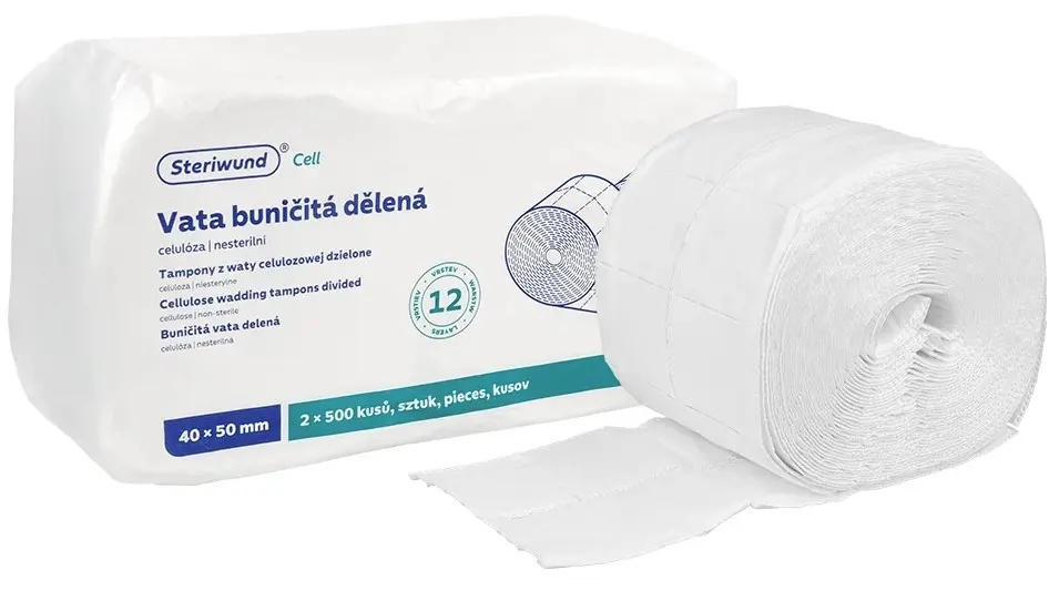 Tampony z waty celulozowej 12 warstw - 2 rolki 500szt